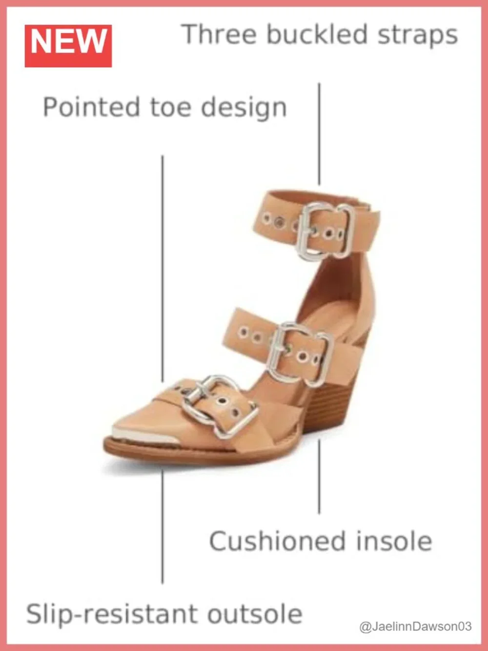 Chunky Heels for Women Wedge Stacked Heeled Sandals Pointed Toe PU Faux Leather